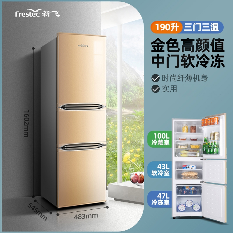 新飞双开门冰箱小型家用宿舍出租房三门门冰淇淋机大容量中型电冰箱冰淇淋机_168双门银色