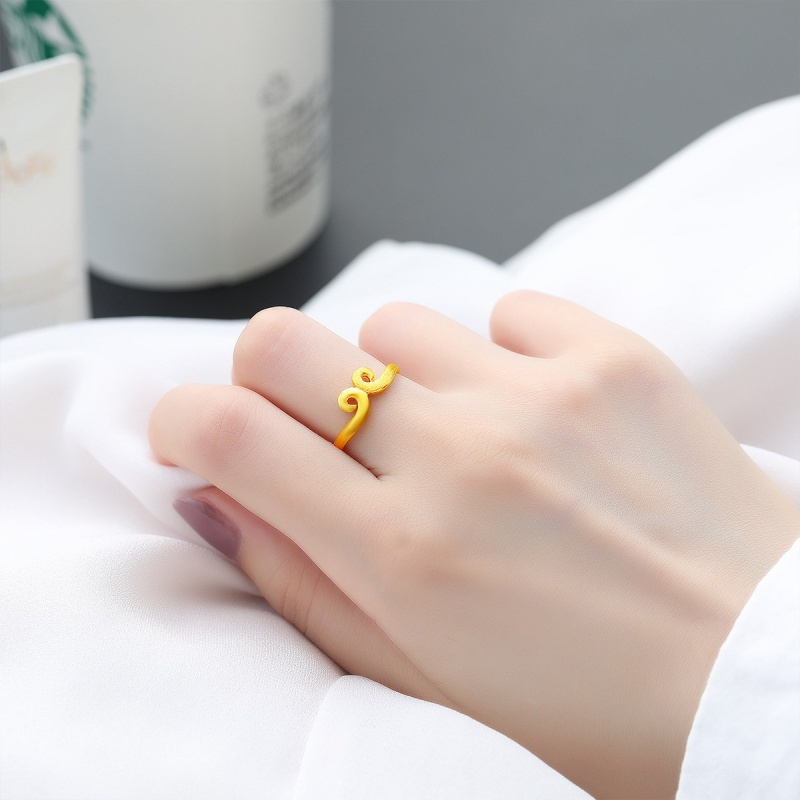 老庙黄金 足金黄金戒指紧箍咒情侣戒男女活口