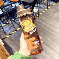 环保安全无毒高品质太空水壶学生儿童大容量防摔防漏耐高温水杯 [大号650ml]咖啡色 送杯刷