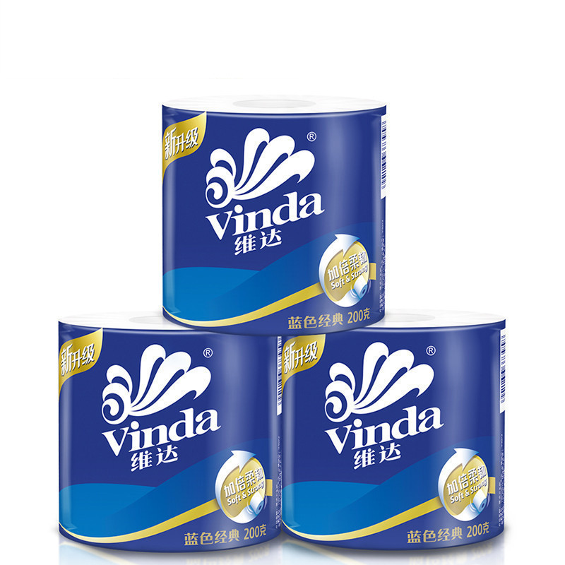 维达(Vinda) 卷纸 蓝色经典四层200g*27卷卫生纸 有芯卷筒纸巾(整箱销售)(新旧包装交替发货)