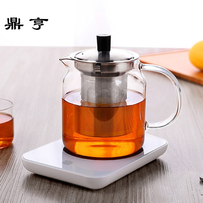 鼎亨玻璃茶壶 耐热加厚不锈钢内胆过滤泡茶壶家用冲茶器茶具