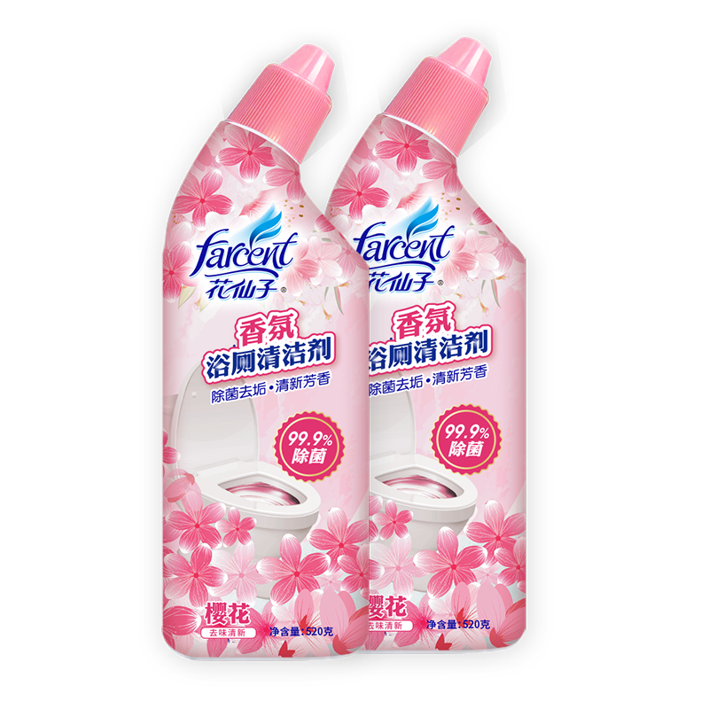 花仙子洁厕剂樱花浴室清洁剂520g*2瓶马桶清洁剂清香型强力除垢