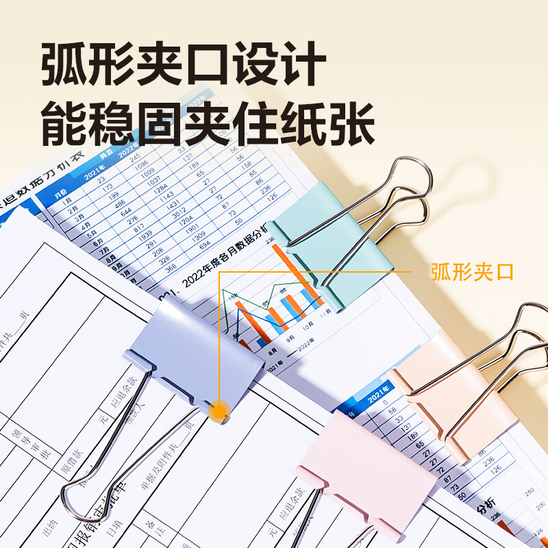 得力 8552-2# 彩色长尾票夹 41mm(筒装)(混) (24只/筒)高清大图