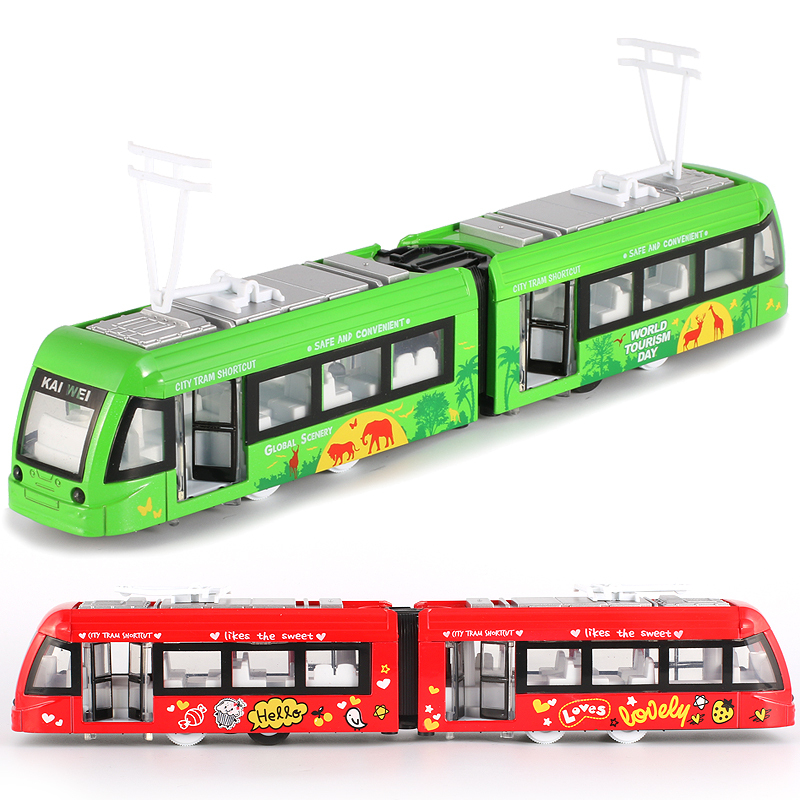 合金双节巴士汽车卡通双节电车儿童玩具公交车公共汽车语音播报欢乐