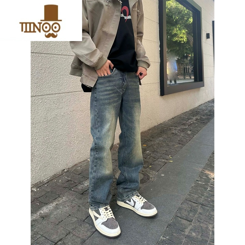 YANXU复古美式高街cleanfit穿搭男女款牛仔裤显瘦直筒宽松百搭休闲裤潮高清大图