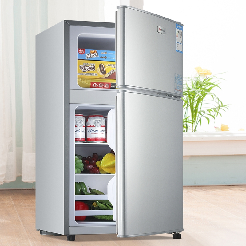 志高小冰箱小型家用宿舍出租房冷冻冷藏双开门一级能效电冰箱_双门银