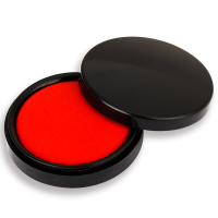 得力红色油性印台9870快干盖章印泥圆形印章盒按手印大号财务专用