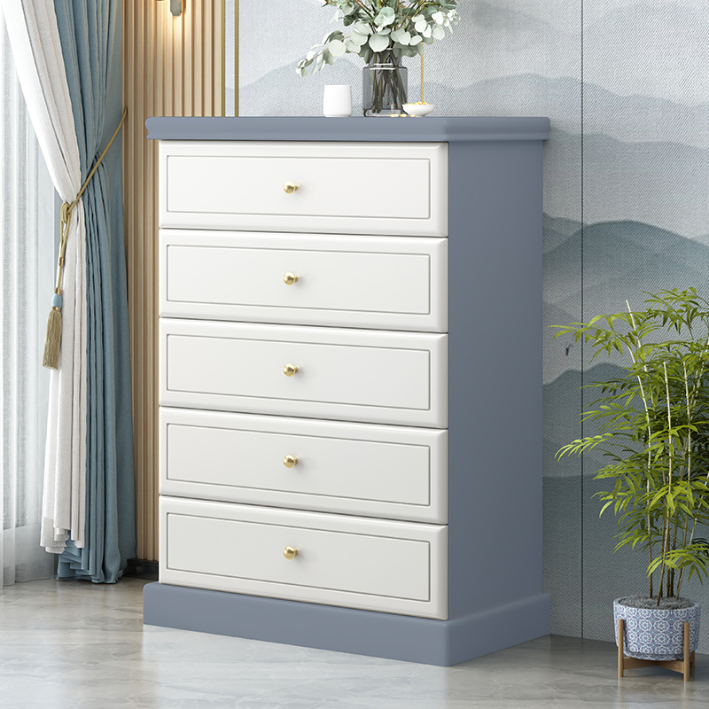 青木川 简约现代实木五斗柜卧室客厅书房家用靠墙收纳储物柜小户型立柜矮柜门厅柜玄关柜多抽屉式落地四斗橱杂物柜高清大图