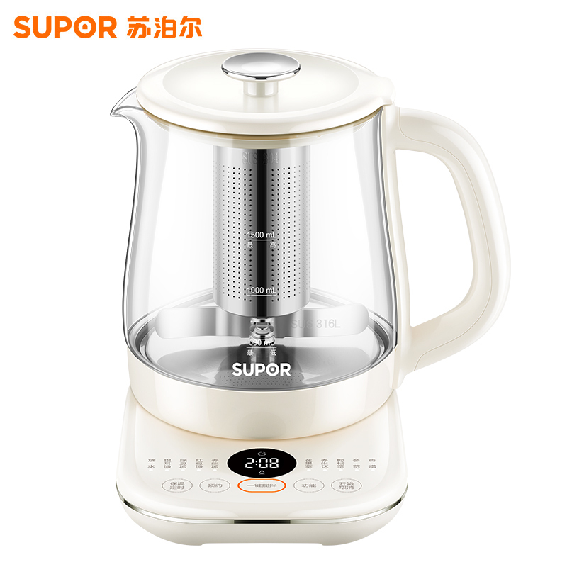 苏泊尔(SUPOR)养生壶1.5L煮茶器 316L不锈钢电水壶恒温烧水壶花茶壶保温 自动搅拌熬煮 SW-15YQ56高清大图