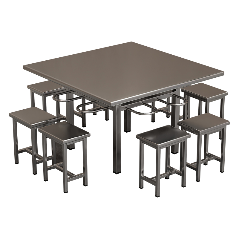 臻远 ZY5110231 不锈钢餐桌椅食堂桌椅组合 1.2米方形餐桌(含凳子)