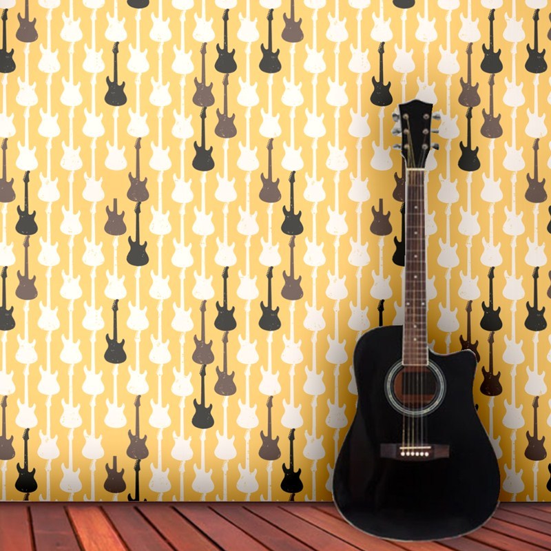 多色电子吉他防水墙纸ktv酒吧夜店游乐场包厢舞台儿童房背景壹德壹