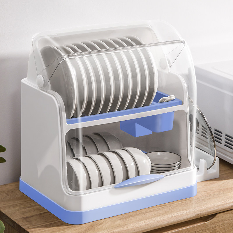 防尘带盖沥水碗架厨房餐具置物架碗筷收纳盒台面碗柜装碗碟盘子箱升级