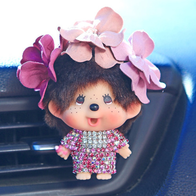 蒙奇奇汽车香水空调出风口香水夹香片夹卡通创意车载车内饰品摆件奇奇