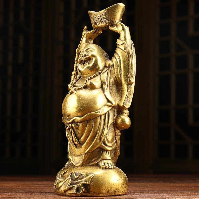 美帮汇铜弥勒佛摆件举元宝佛弥勒佛像笑佛玄关柜台家里供奉高清大图