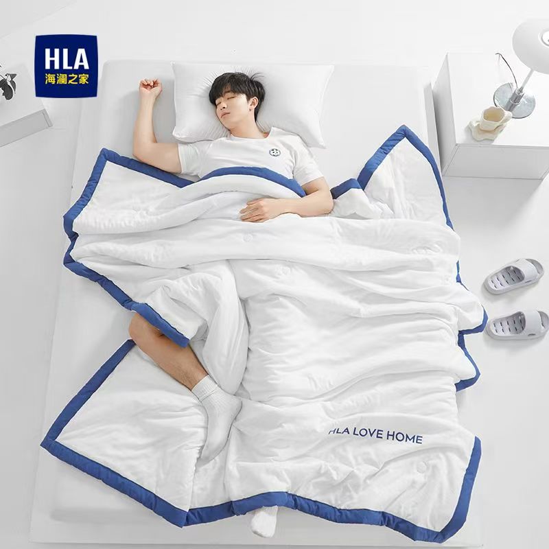 海澜之家夏凉被A类空调被可水洗薄款180*220cm藏青蓝高清大图