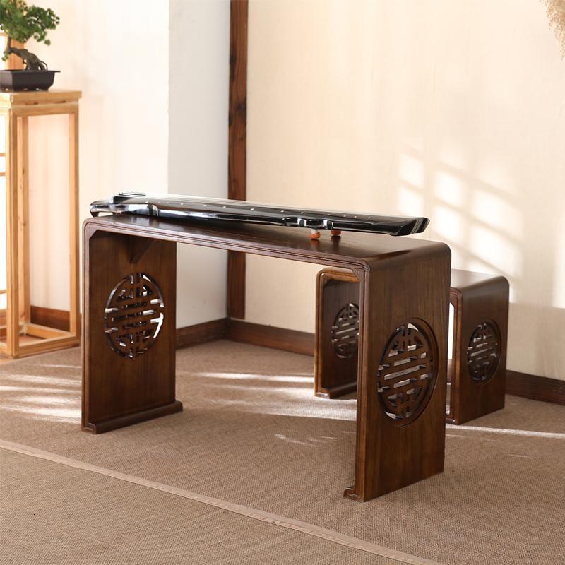 新中式木古琴桌凳闪电客国学桌共鸣琴桌桐木古琴桌古筝桌子禅意书法桌