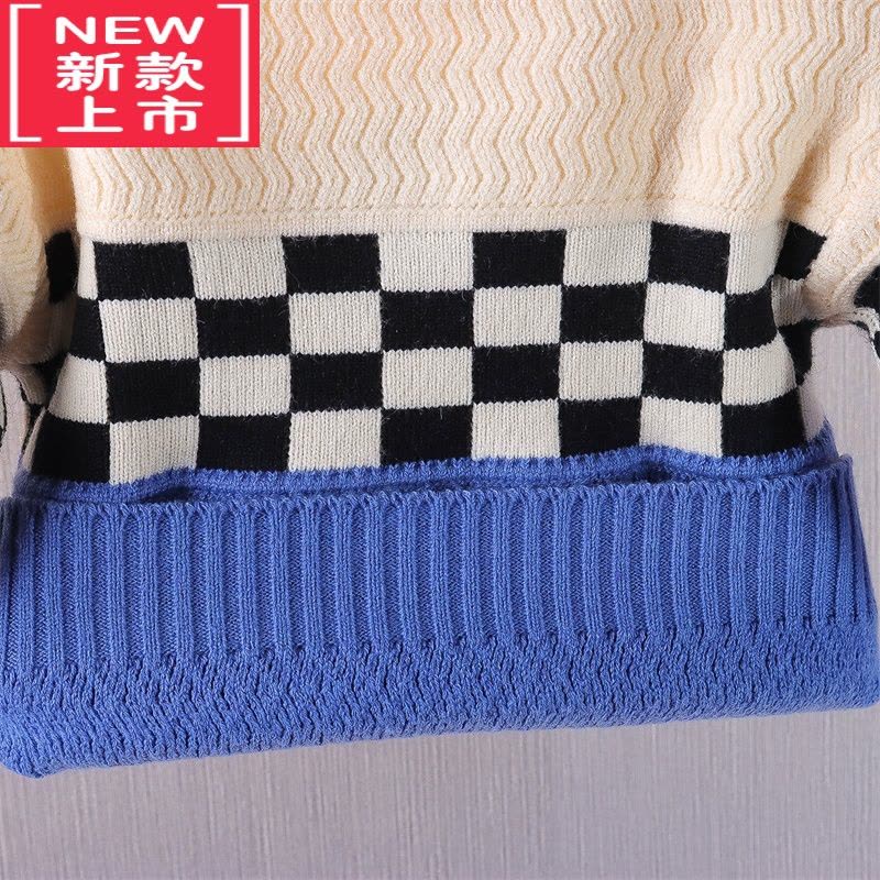 可莉允男童毛衣秋冬季儿童线衣2022新款男宝宝针织衫洋气拼色小童打底衫图片