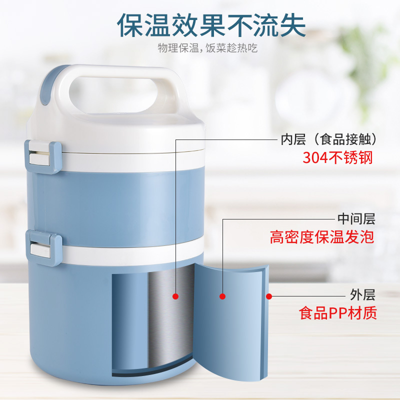 日本泰福高(TAFUCO)新品保温饭盒304不锈钢防溢叠叠乐发泡便携饭盒多层便当盒上班族学生 保温桶成人饭盒