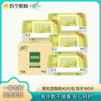 清风湿厕纸家庭装40片4包女性厕纸湿巾私处洁厕纸男湿巾纸擦屁股
