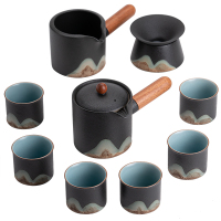 苏氏陶瓷(SUSHI CERAMICS)手绘釉画彩千里江山侧把茶壶功夫茶具礼盒套组中国风文创系列