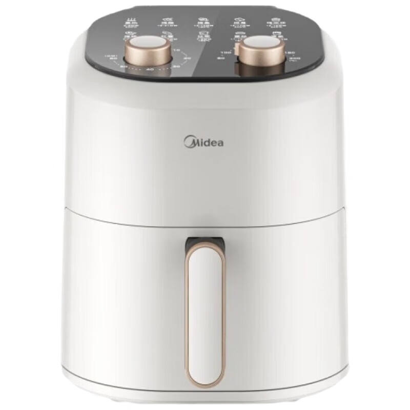 美的450W智能控温空气炸锅MF-KZE4501BD健康低脂烹饪便捷易洁高清大图