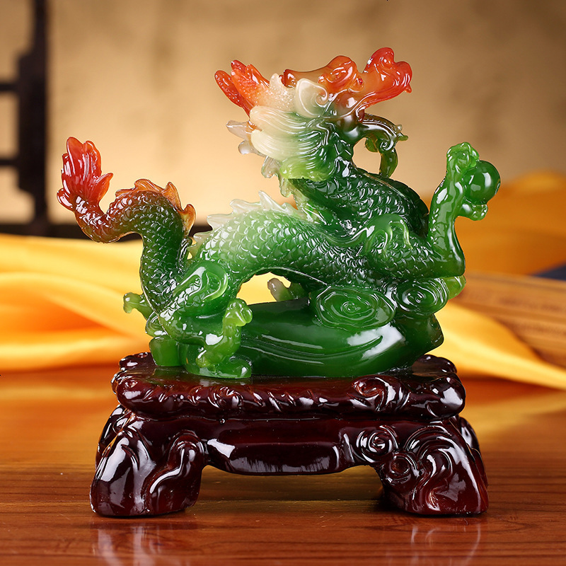 青龙祥龙如意招财龙摆件 书房办公室风水装饰品 家装工艺饰品