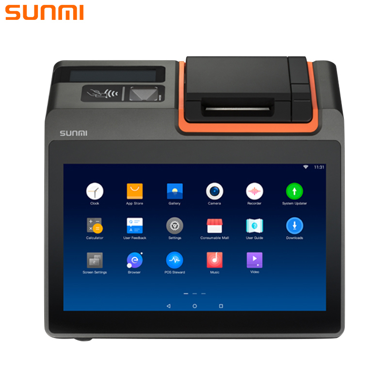 SUNMI商米W1301智能收款机T1mini 11.6英寸单屏安卓系统触摸屏一体机内置58mm打印机 橙色+黑色