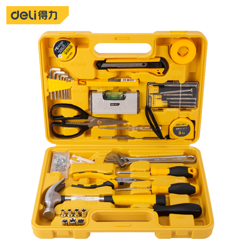 得力(deli) 家用多功能五金工具箱 DL1038J 工具套装38件
