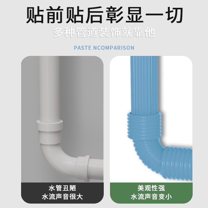 下水管装饰遮挡包空调燃气煤气管子隔音棉厨房卫生间居家日用套装-（超强隔音）咖啡色8cm宽x2米长3卷装高清大图