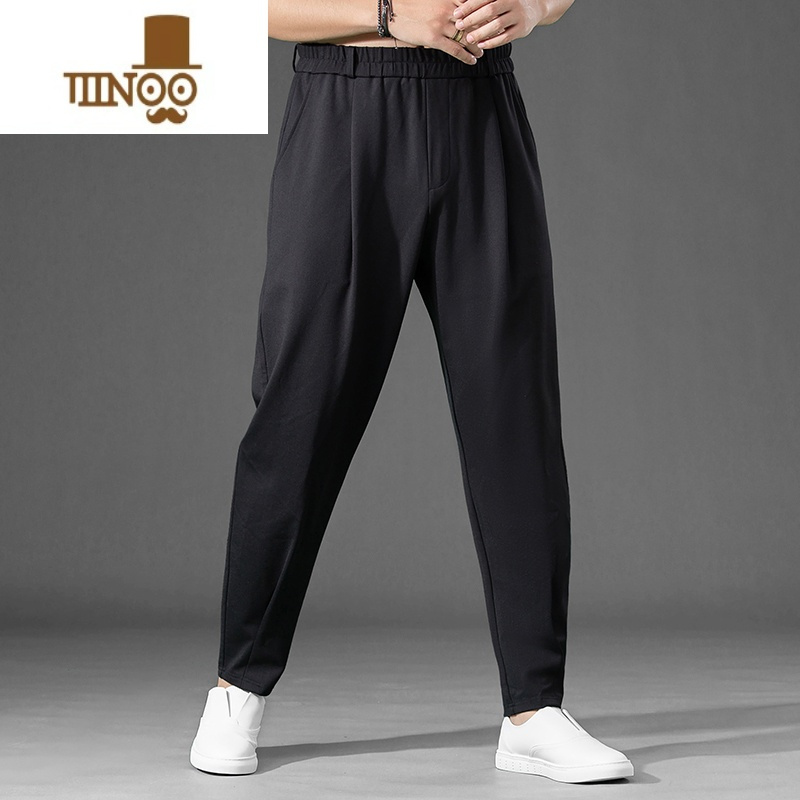 yanxu裤子男垂感萝卜裤宽松胖子哈伦裤男加肥加大码休闲裤男长裤