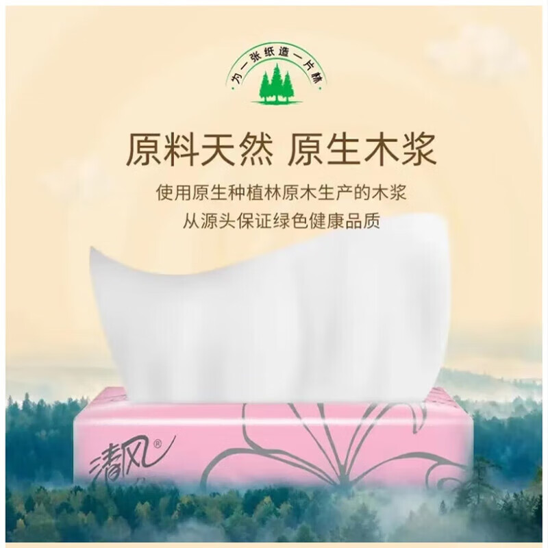 清风超质感系列抽纸2层200抽*24包AR38SDJ抽取纸面巾纸餐巾纸 整箱高清大图