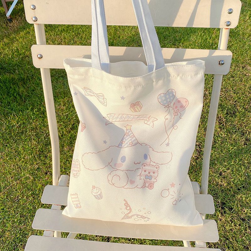 容量学生单肩帆布包新款卡通女斜挎环保购物袋 玉桂狗帆布包 双面图案