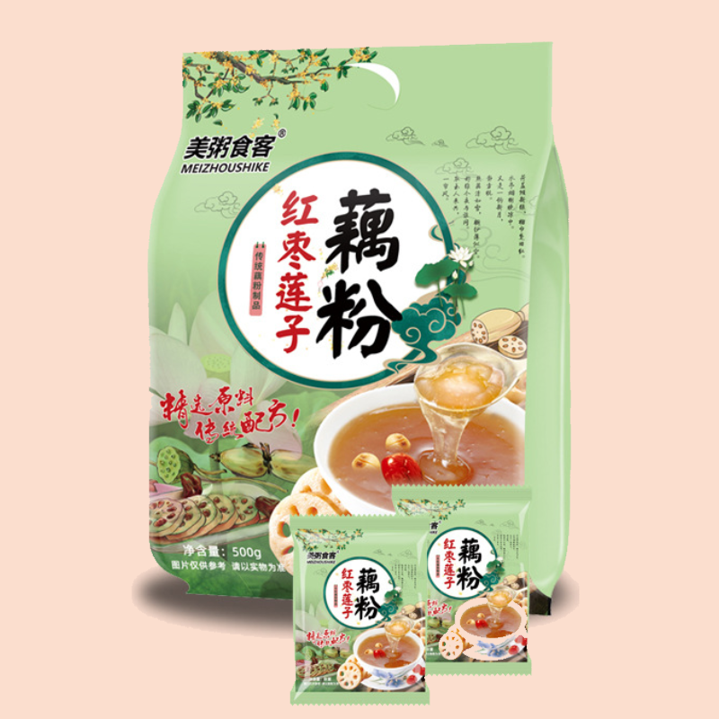 美粥食客红枣莲子藕粉500g袋装藕粉红枣莲子藕粉羹速溶颗粒参数