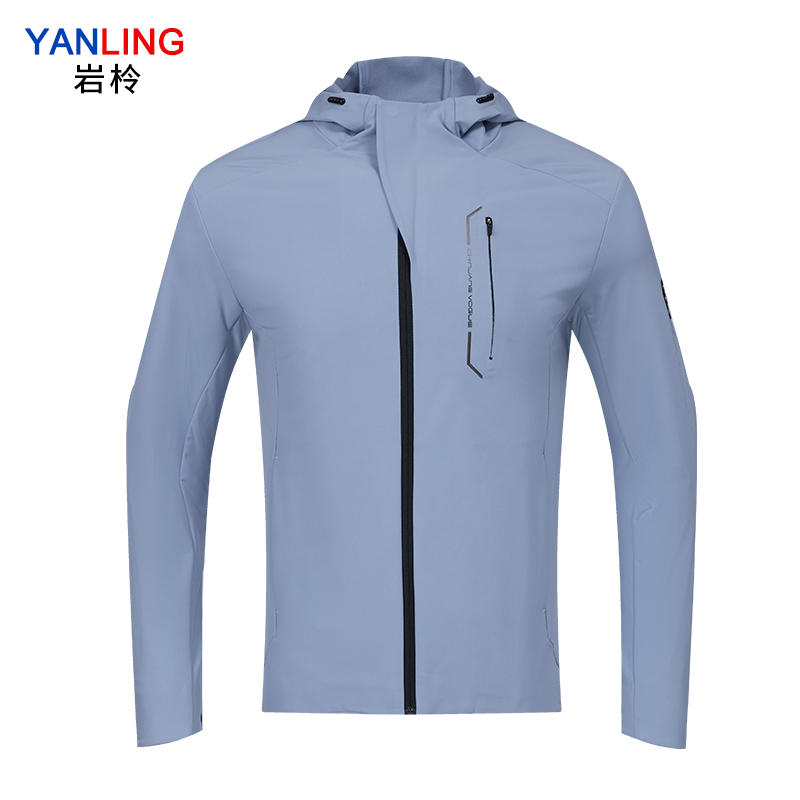 岩柃 梭织带帽运动上衣 浅蓝 3XL