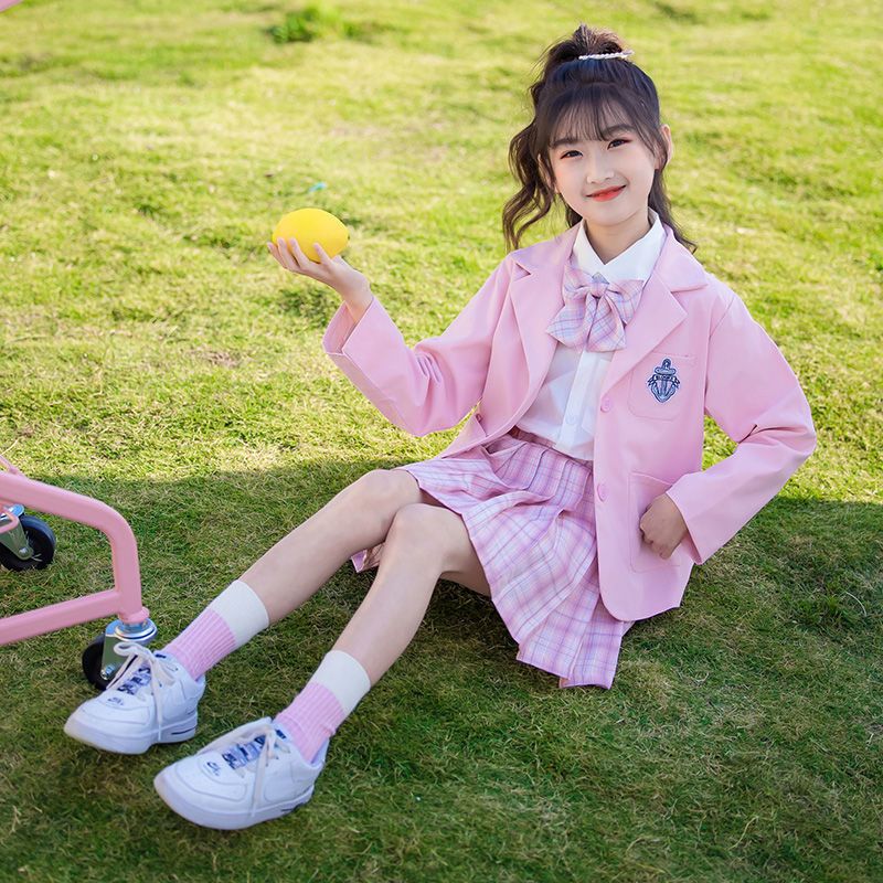 童装女童学院风套装日系儿童洋气jk制服女孩小西装校服两件三件套