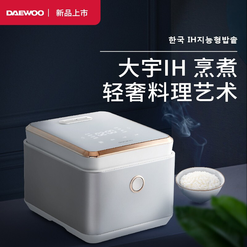 大宇(DAEWOO)电饭煲电饭锅 4L 家用IH电磁加圆灶精铁内胆FB01白色