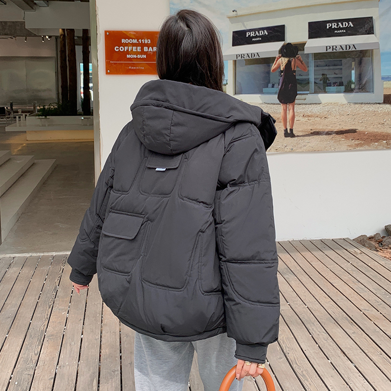 2024新款网红学生连帽棉服女韩版小个子棉衣冬季大码面包服短外套