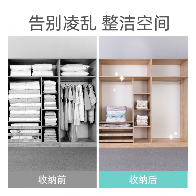 免抽气真空收纳袋被子透明立体空气羽绒服密封衣服打包压缩袋收纳袋 三维工匠高清大图