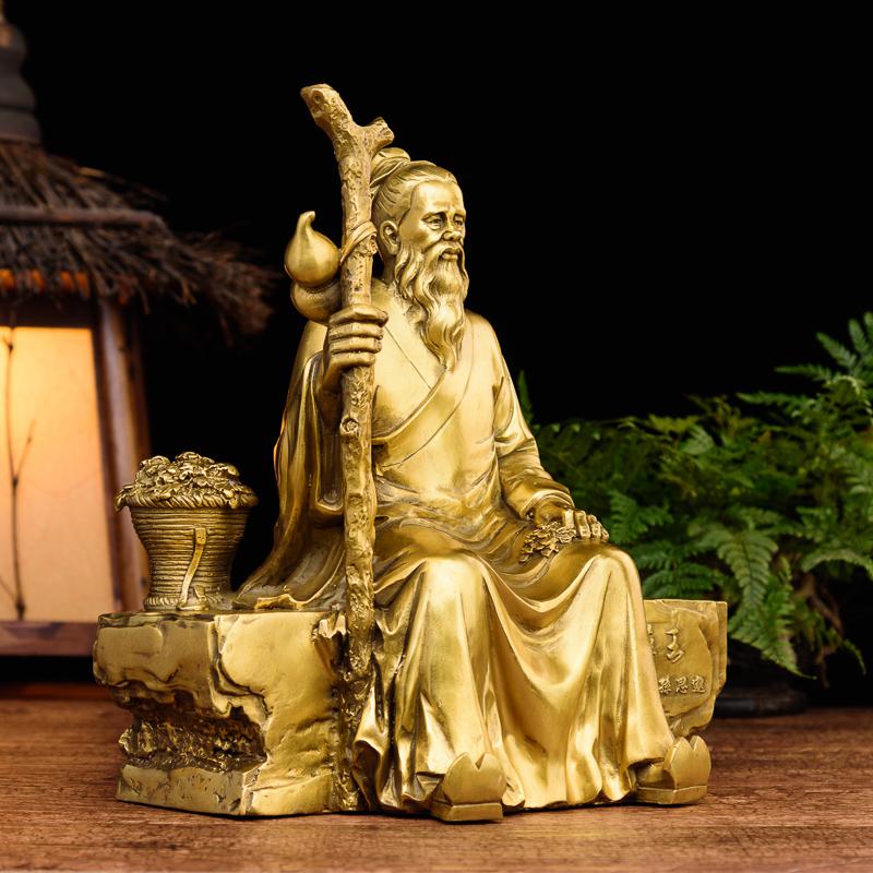 美帮汇孙思邈神像 铜药孙思邈像神医医圣居家装饰供奉摆件高清大图