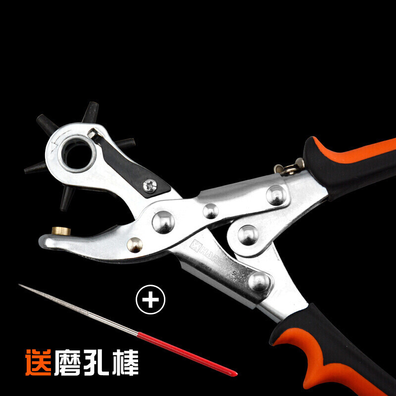 汐岩汉顿家用打孔钳子多功能省力腰带皮带打孔器手工开洞机冲眼器圆孔 560712省力型圆孔扁孔打孔钳6孔3圆2扁1椭高清大图