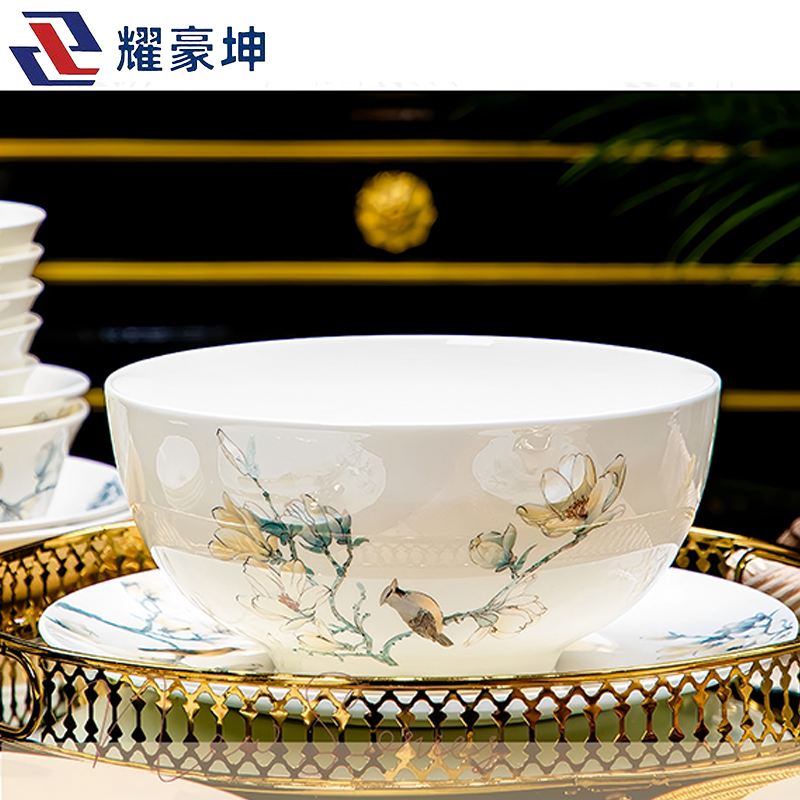 耀豪坤 骨瓷餐具套装礼品盒装 60件套YHLQ-60A/套高清大图