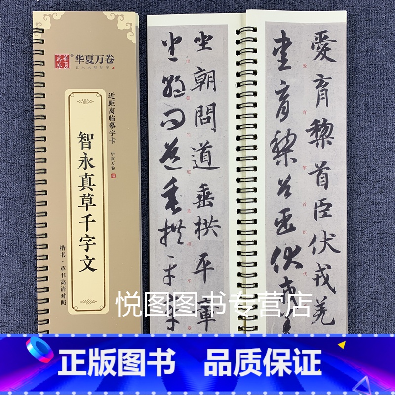 智永真草千字文 [正版]华夏万卷毛笔近距离临摹字卡墨迹字帖灵飞经临帖卡赵孟頫行书洛神赋小楷道德经欧阳询楷书九成宫王羲之行高清大图