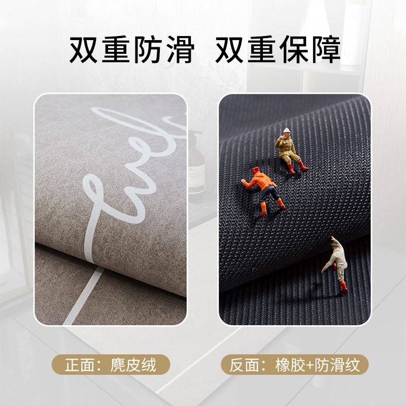 幸福派 北欧简约纳帕皮洗手间进门地垫浴室门口吸水速干卫生间仿硅藻泥脚垫子定制高清大图