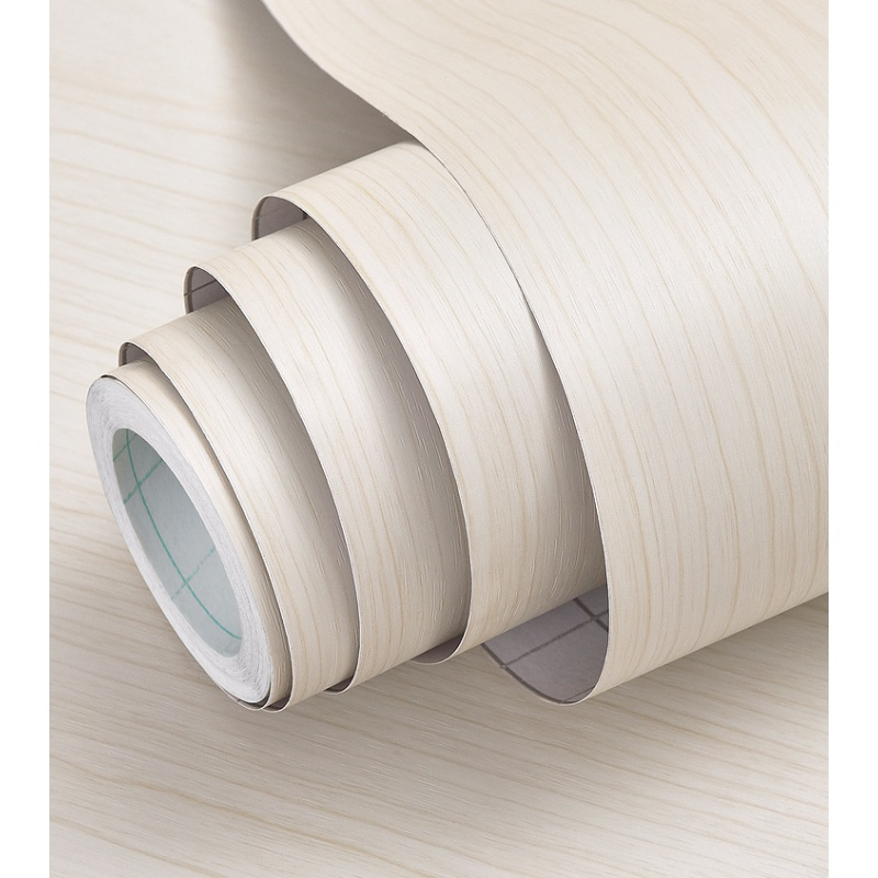 木纹墙纸自粘衣柜桌面贴装饰家具翻新贴纸防水壁纸卧室墙贴白崖木特大