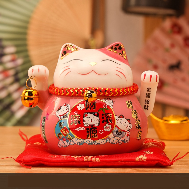 DXP 陶瓷创收银台招财猫摆件 4.5寸·财源滚滚(摇手)高清大图
