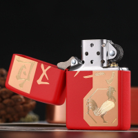 原装zippo打火机正版 红哑漆雕刻金鸡29259 本命年生肖鸡正品zippo 打火机 正品男士