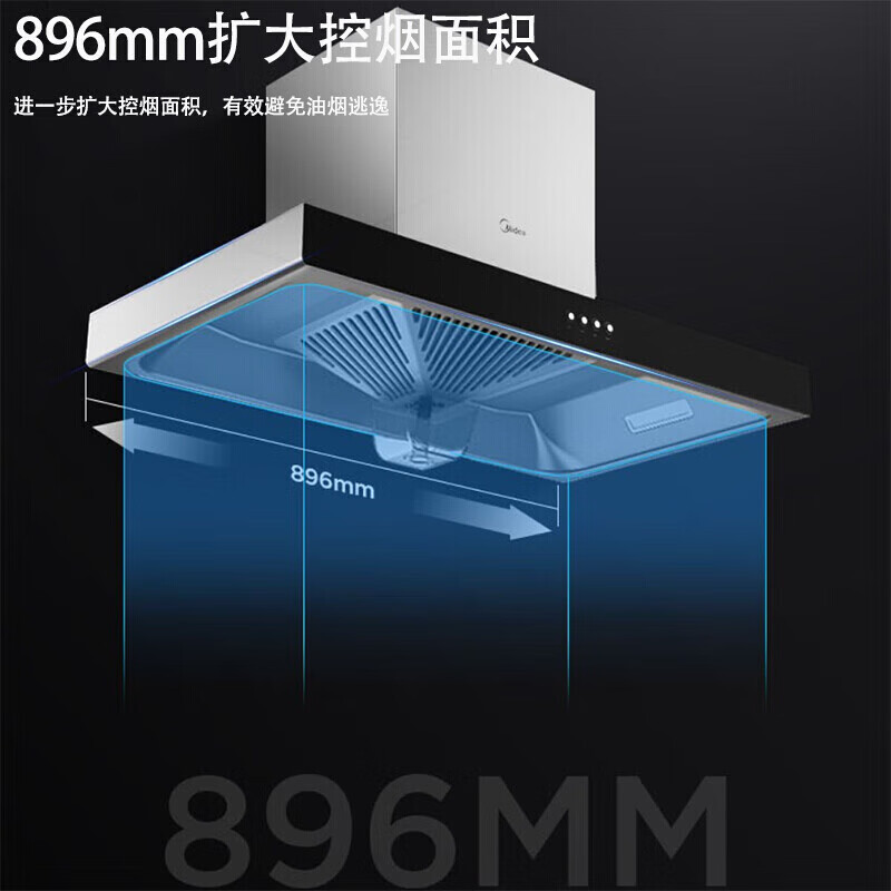 美的(Midea)CXW-220-B80A 欧式17m3大风量抽油烟机 320Pa超大风压 标准安装