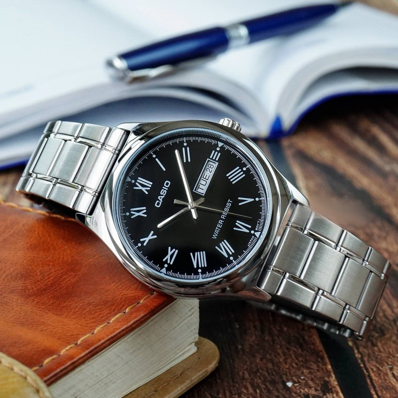 卡西欧casio手表指针系列电子商务石英指针手表黑盘钢mtp1183a1adf