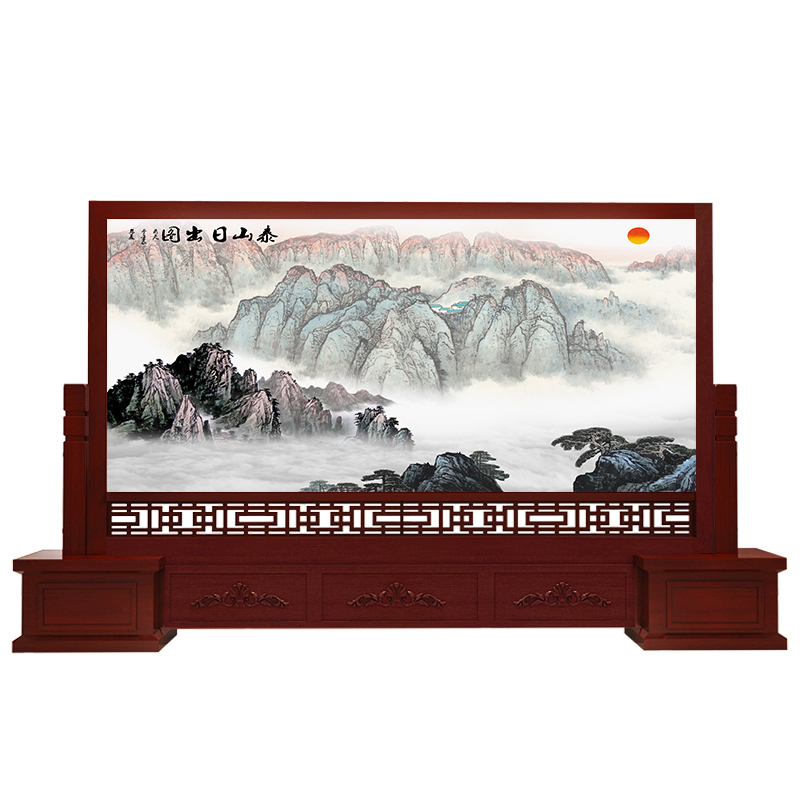 BONJEAN定制实木屏风隔断客厅进玄关风水大厅办公室酒店公司中式座屏墙高清大图