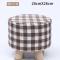 实木布艺凳子小板凳时尚换鞋凳家用圆椅矮凳客厅卧室沙发凳布艺凳 圆凳-方格
